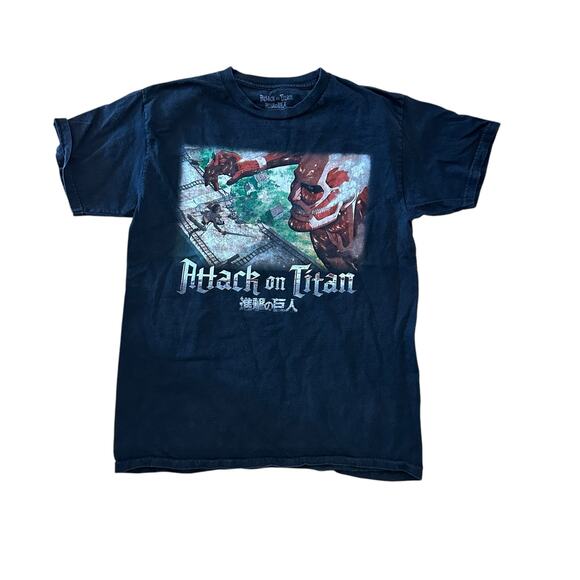 Vintage Attack On Titan Anime Navy Blue T-Shirt Men's Medium - Picture 1 of 4